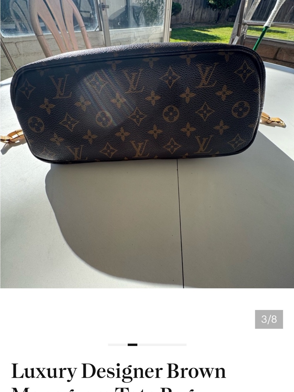 Louis Vuitton Monogram Canvas Tote in Brown and Tan ( Neverfull MM) - Picture 2 of 4